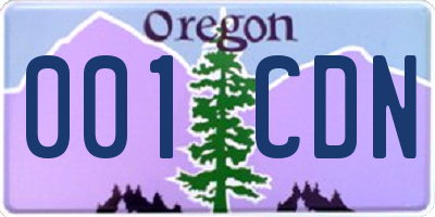 OR license plate 001CDN