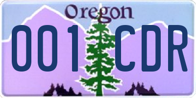 OR license plate 001CDR