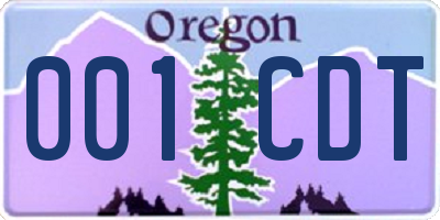 OR license plate 001CDT