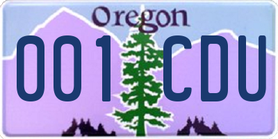 OR license plate 001CDU