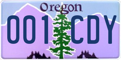 OR license plate 001CDY