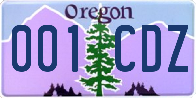 OR license plate 001CDZ