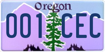 OR license plate 001CEC
