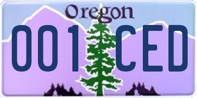 OR license plate 001CED