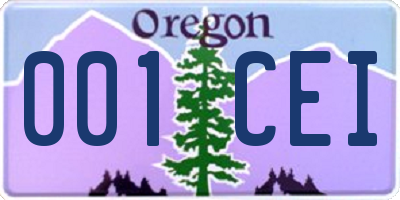 OR license plate 001CEI