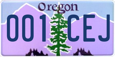 OR license plate 001CEJ