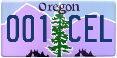 OR license plate 001CEL