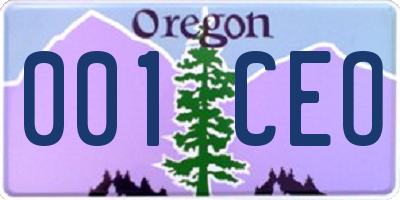 OR license plate 001CEO