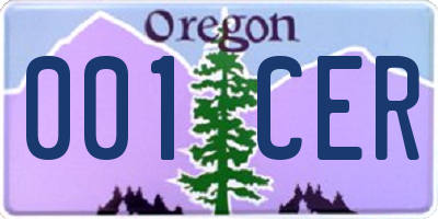 OR license plate 001CER