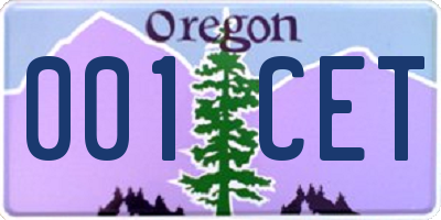 OR license plate 001CET