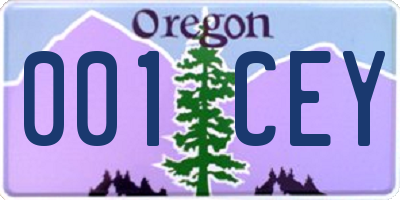 OR license plate 001CEY