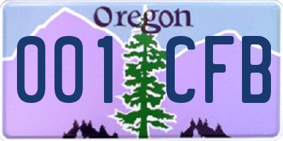 OR license plate 001CFB