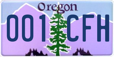 OR license plate 001CFH