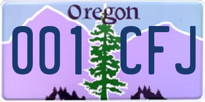 OR license plate 001CFJ