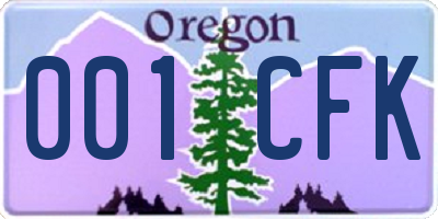 OR license plate 001CFK