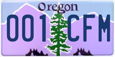 OR license plate 001CFM