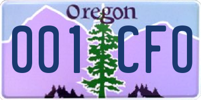 OR license plate 001CFO