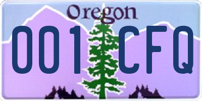 OR license plate 001CFQ