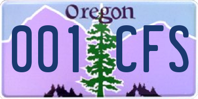 OR license plate 001CFS