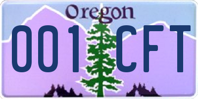 OR license plate 001CFT