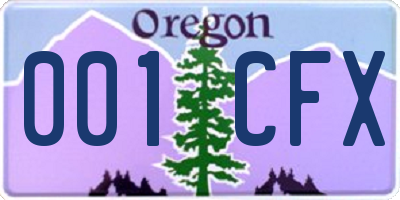 OR license plate 001CFX