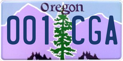 OR license plate 001CGA