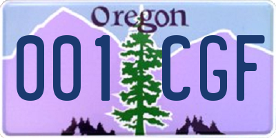 OR license plate 001CGF