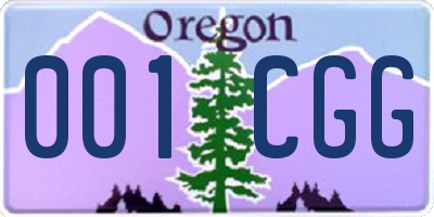 OR license plate 001CGG