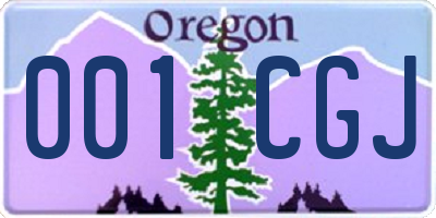 OR license plate 001CGJ