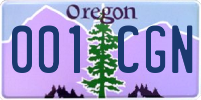 OR license plate 001CGN