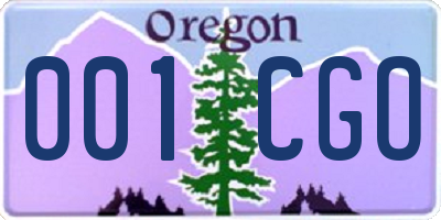OR license plate 001CGO