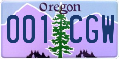 OR license plate 001CGW