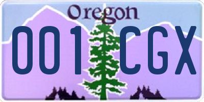 OR license plate 001CGX