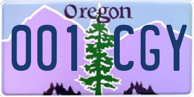 OR license plate 001CGY