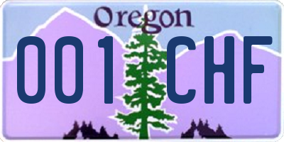 OR license plate 001CHF