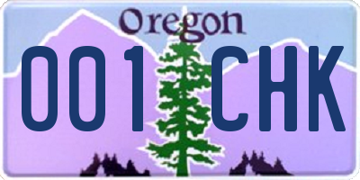 OR license plate 001CHK