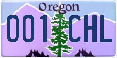 OR license plate 001CHL