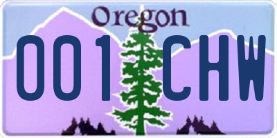 OR license plate 001CHW