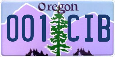 OR license plate 001CIB