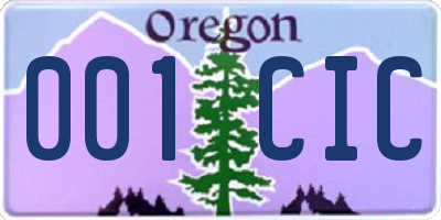 OR license plate 001CIC