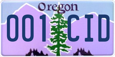 OR license plate 001CID