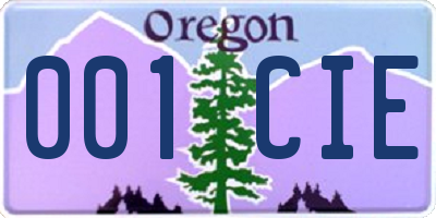 OR license plate 001CIE