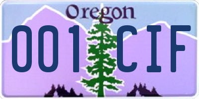 OR license plate 001CIF