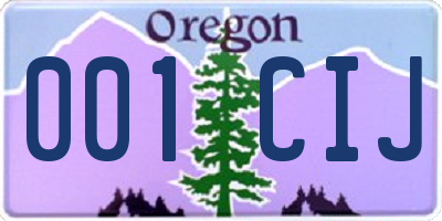OR license plate 001CIJ