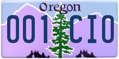 OR license plate 001CIO