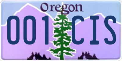 OR license plate 001CIS