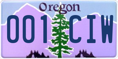 OR license plate 001CIW