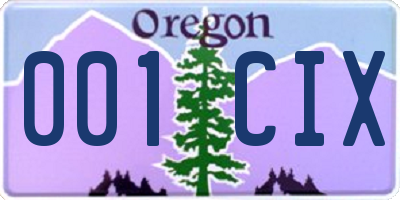 OR license plate 001CIX