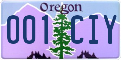 OR license plate 001CIY