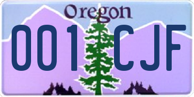 OR license plate 001CJF